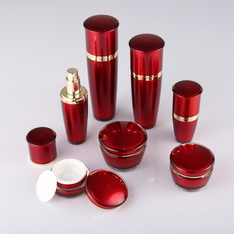 red luxury cosmetic plastic jars and bottles for cosmetics
