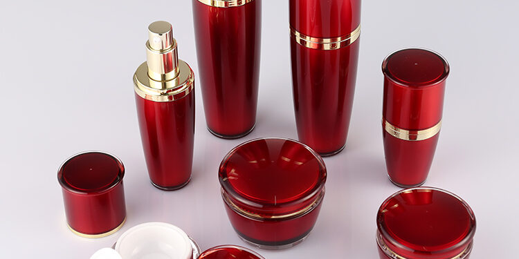 red luxury cosmetic plastic jars and bottles for cosmetics
