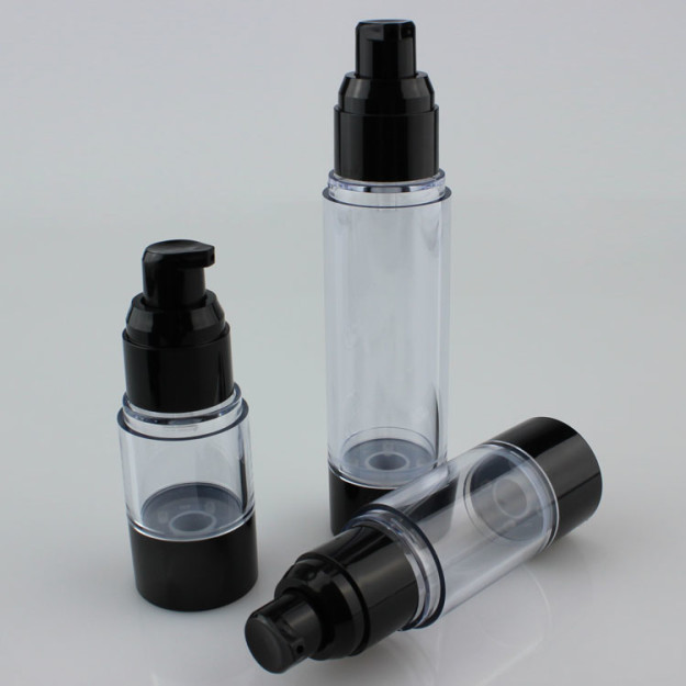 black airless bottle with pump