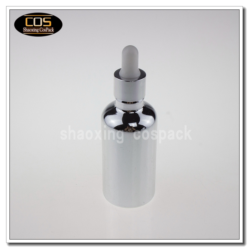 100ml silver glass dropper essential oils bottles with white rubber