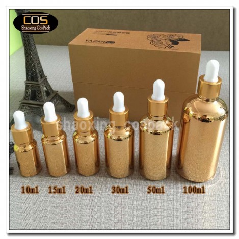 10ml 15ml 20ml 30ml 50ml 100ml Gold Glass Dropper bottles wholesale
