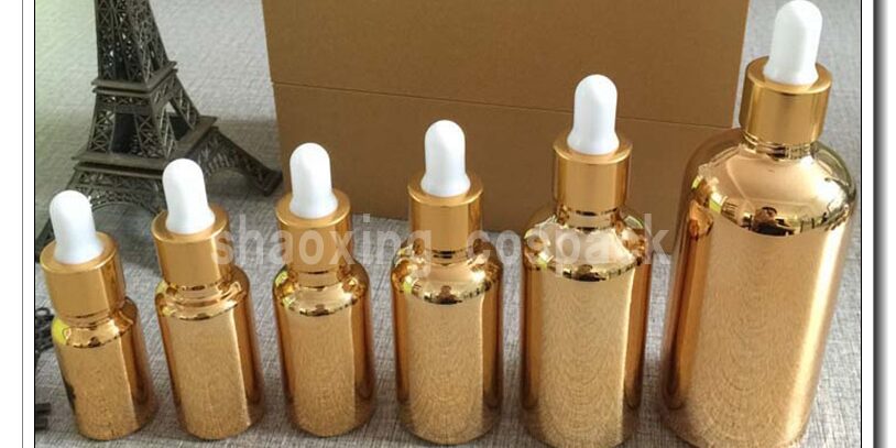 10ml 15ml 20ml 30ml 50ml 100ml Gold Glass Dropper bottles wholesale