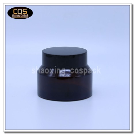 black 15ml glass cream jar empty