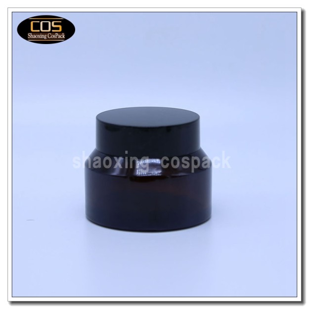 black 15ml glass cream jar empty