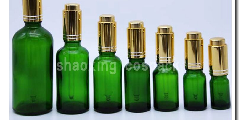 Essential Oil Green Bottles