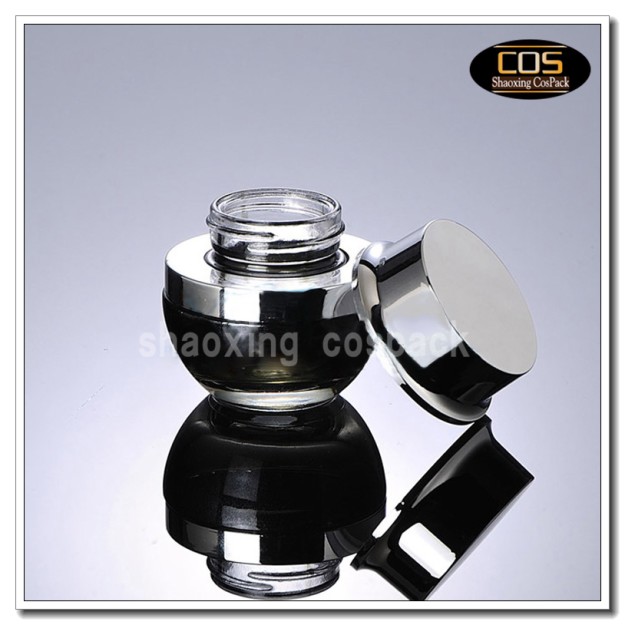 black glass cream jars with lids