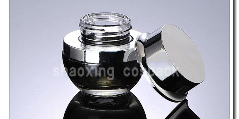 black glass cream jars with lids