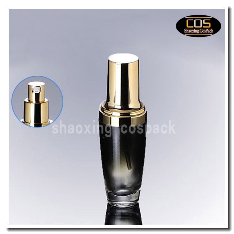 black pearl serum bottle with gold lid LGX40-30ml - CosPack