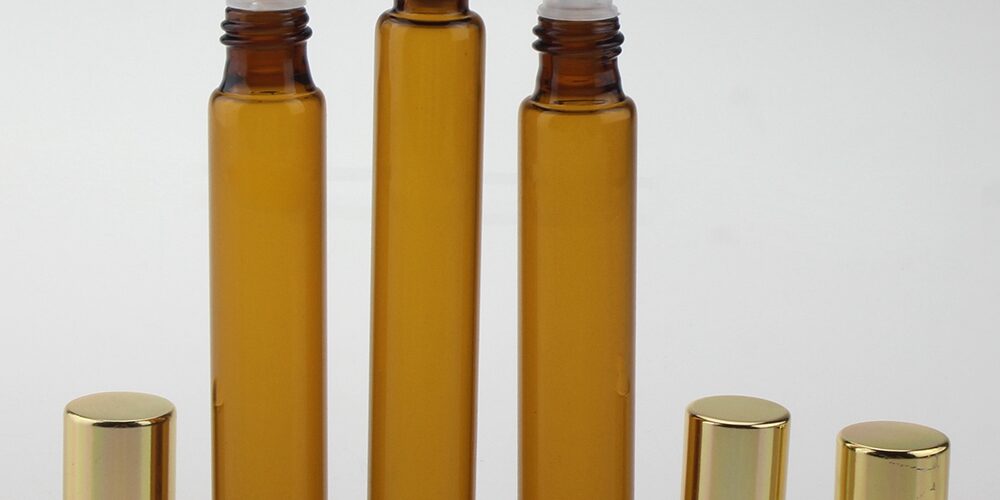 Small Amber Glass Oil Roll On Bottle