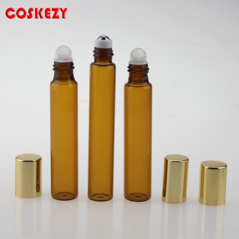 Small Amber Glass Oil Roll On Bottle