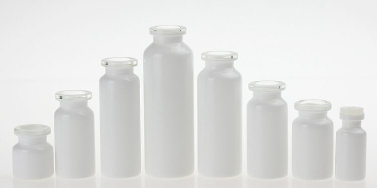 Full Size White Pharmaceutical Glass Vial