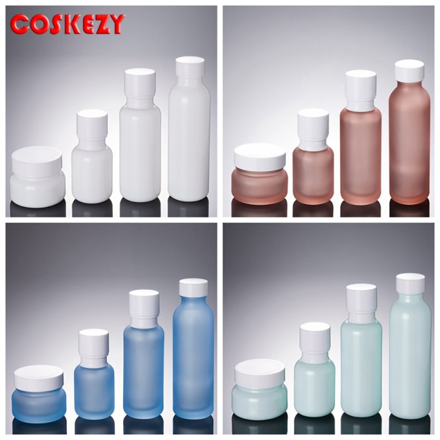 50ml 110ml Glass Serum Pump Bottle, 150ml Glass Toner Container And 50g Glass Cream Jar