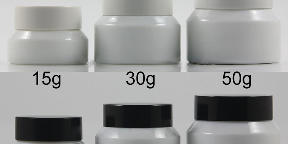 15G 30G 50 G Oblique Shoulder White Jade Glass Cosmetic jars Screw Cap