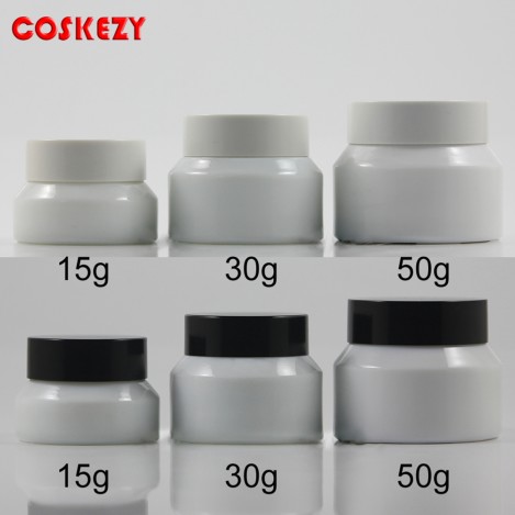 15G 30G 50 G  Oblique Shoulder White Jade Glass Cosmetic jars Screw Cap