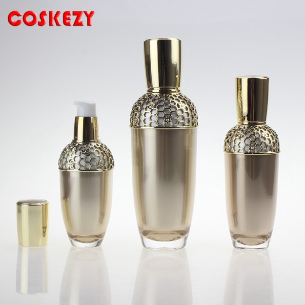 Empty Luxury Gold Airless Cosmetic Bottles 30ml 50ml 100ml