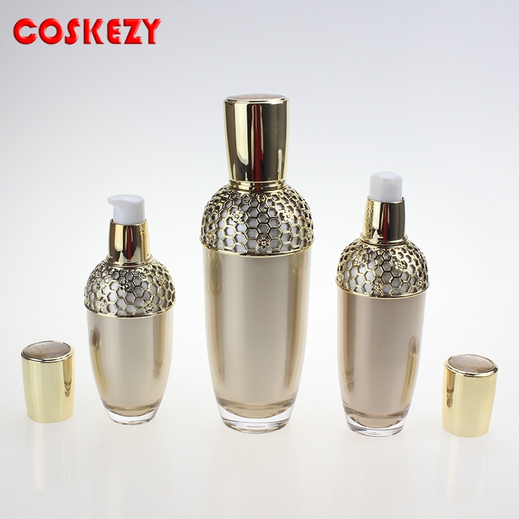 Empty Luxury Gold Airless Cosmetic Bottles 30ml 50ml 100ml