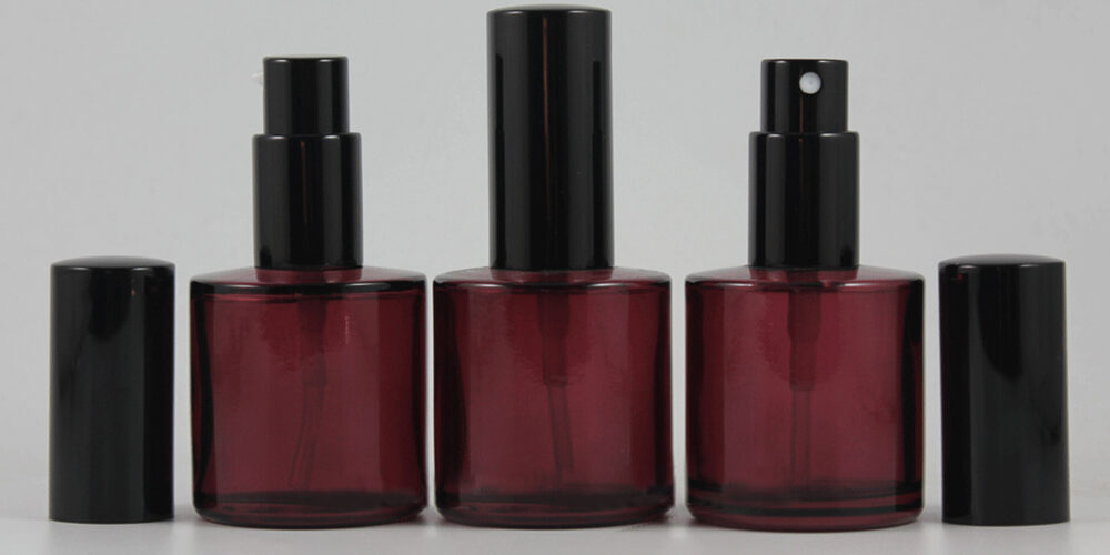 Cosmetic Packaging Set 40ml Perfume Glass Bottle, Purple Lotion Bottle With Pump