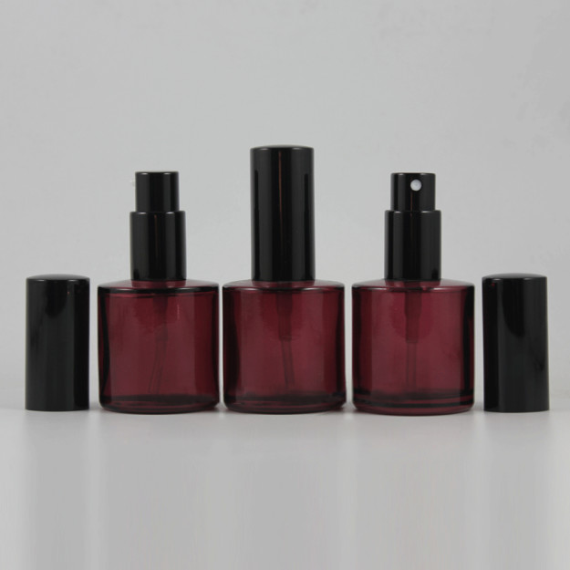 Cosmetic Packaging Set 40ml Perfume Glass Bottle, Purple Lotion Bottle With Pump