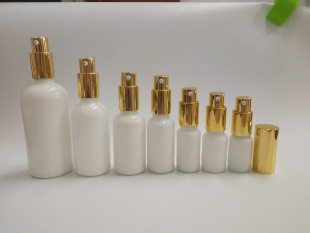 empty Opal White Glass Lotion Bottles For Skincare Serum