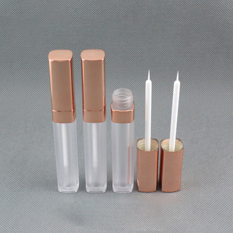 Wholesale 5.5ml Empty Clear Plastic Eyeliner Tubes Gold Cap With Brush