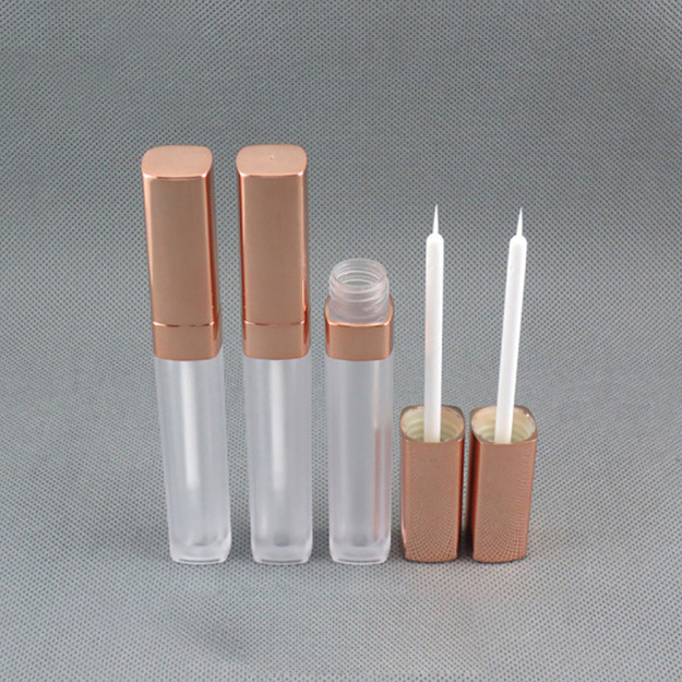 Wholesale 5.5ml Empty Clear Plastic Eyeliner Tubes Gold Cap With Brush