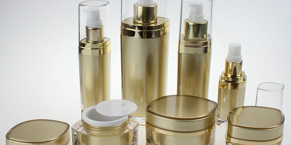 China Suppliers Full Size Gold Skincare Face Cosmetic Package Plastic Bottle And Jar