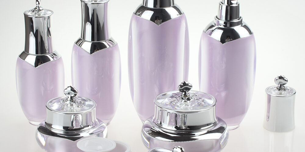 Luxury Cosmetic Packaging Set Acrylic Plastic Bottle And Jar