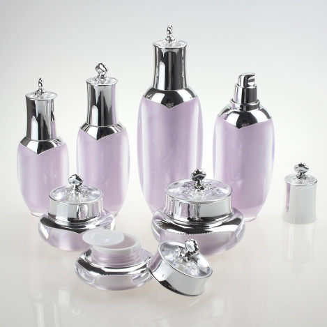 Luxury Cosmetic Packaging Set Acrylic Plastic Bottle And Jar