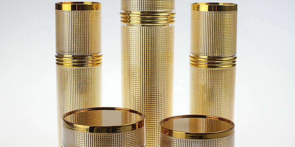 Luxury Cosmetic Container Golden Acrylic Lotion Bottle And Plastic Jar
