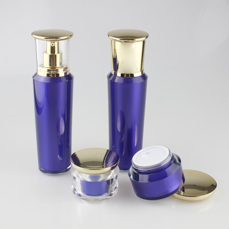 Empty Purple Full Size Plastic Pump Bottles, Face Cream Jars