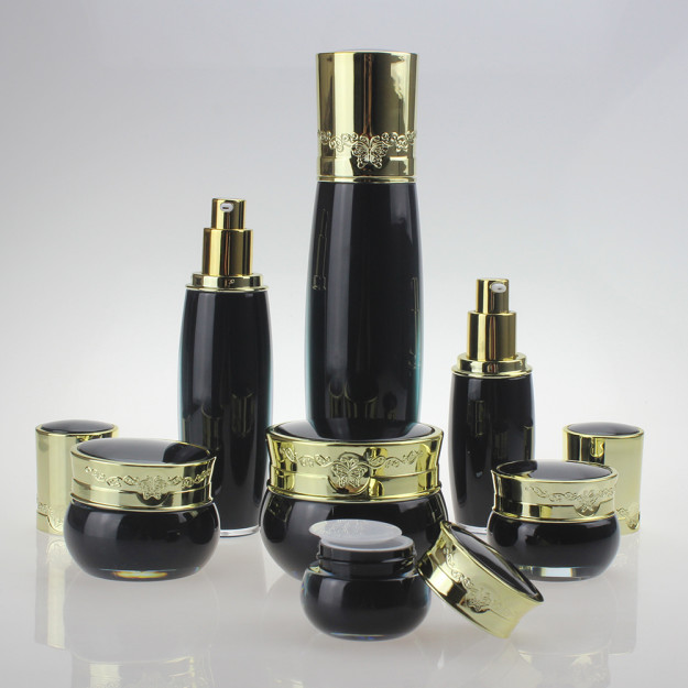 Acrylic Full Size High Quantity Black Plastic Lotion Bottle Cosmetic Packaging