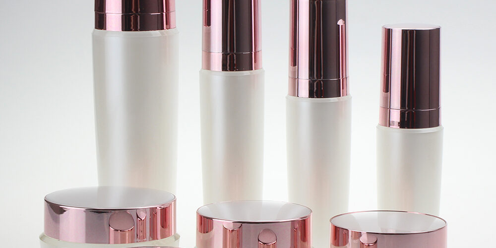 New Design Lotion Bottle Pearl White With Pink Lid, Acylic Cream Jar