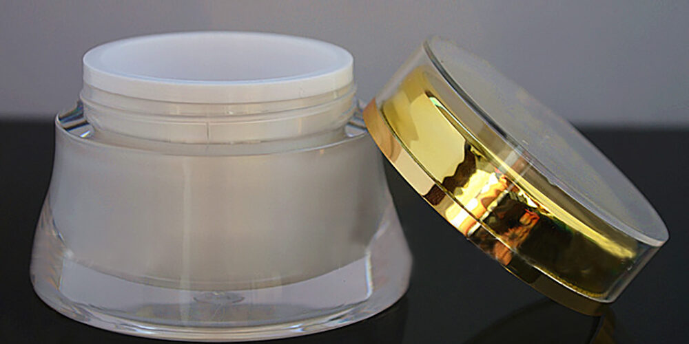 Skin Care 50g White Acrylic Cream Jars With Gold Screw Cap