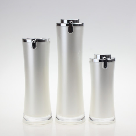 Pearl White Plastic Cosmetic Container Lotion Bottle Whith Pump