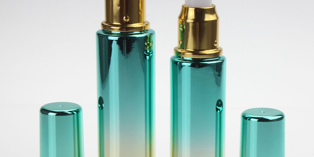 Hot Sale UV Grandient Green Glass Lotion Bottle With Pump