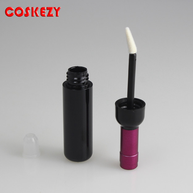 7ml Black Lip Gloss Tube And The Shape Of The Wine Bottle With White Brush Head