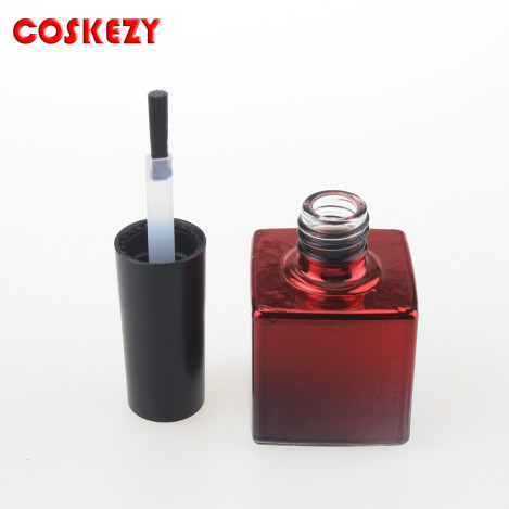 10ml Square Shape Red Cosmetic Glass Bottle Nail Polish Bottle