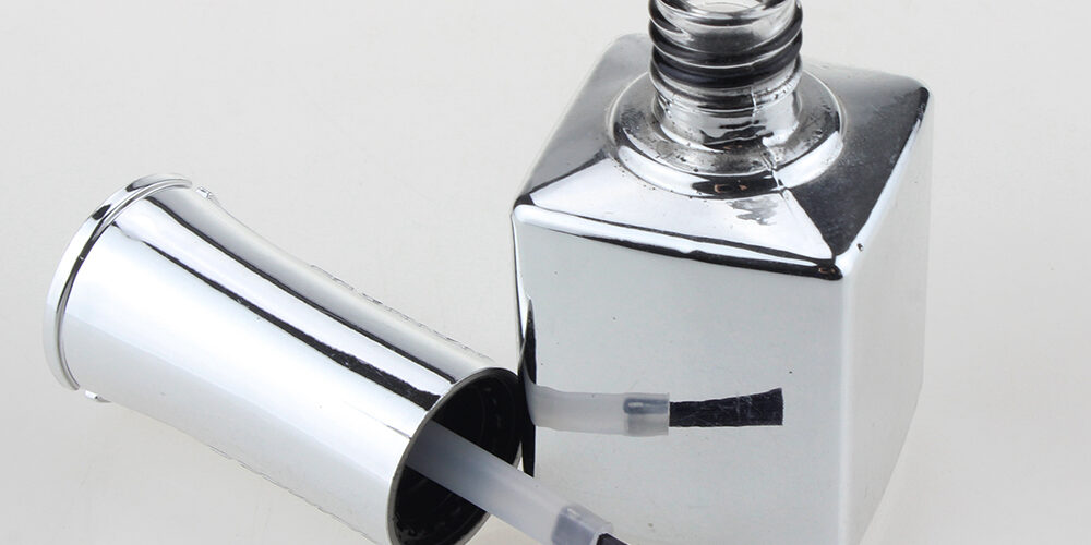 Empty UV Nail Gel Bottle, 15ml Silver Glass Bottle With Brush