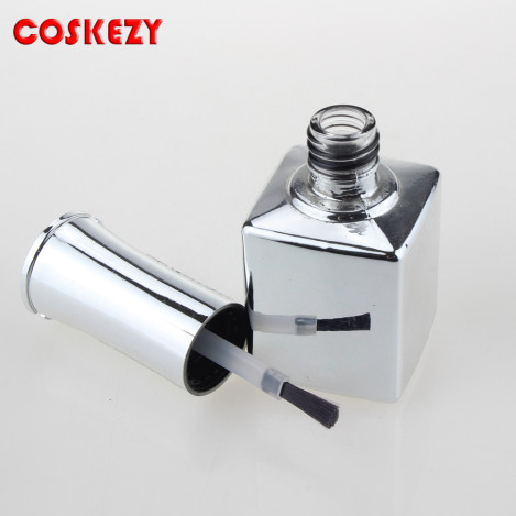 Empty UV Nail Gel Bottle, 15ml Silver Glass Bottle With Brush