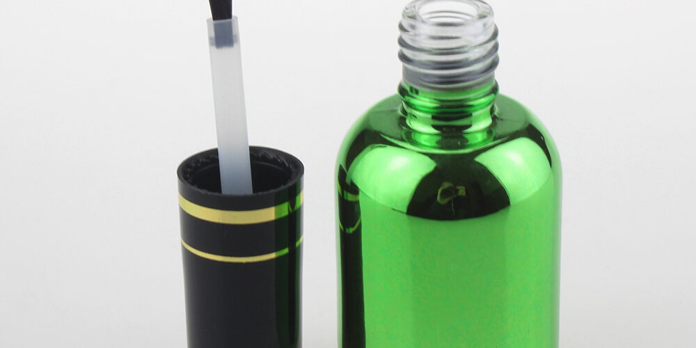 Empty UV Green Glass Bottle 16ml Nail Polish Bottle With Brush