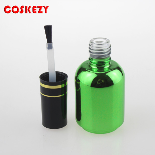 Empty UV Green Glass Bottle 16ml Nail Polish Bottle With Brush