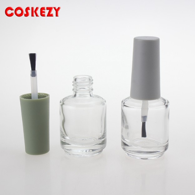 Round Empty 10ml Nail Polish Bottle, Cosmetic Packaging With Brush
