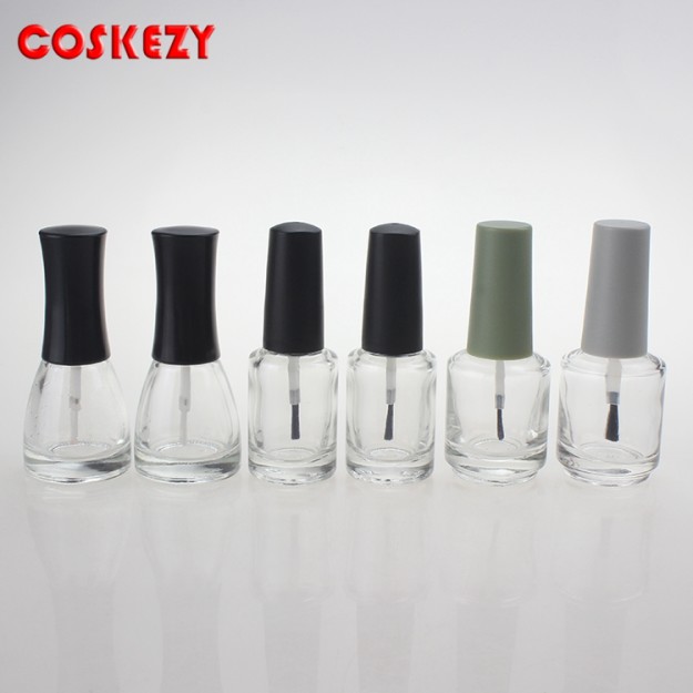 Round Empty 10ml Nail Polish Bottle, Cosmetic Packaging With Brush