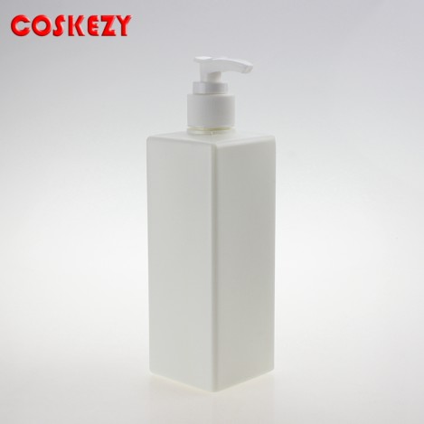 Hot Sale White Square Shape Cosmetic Plastic Lotion Pump PET Bottle for Cream Shampoo
